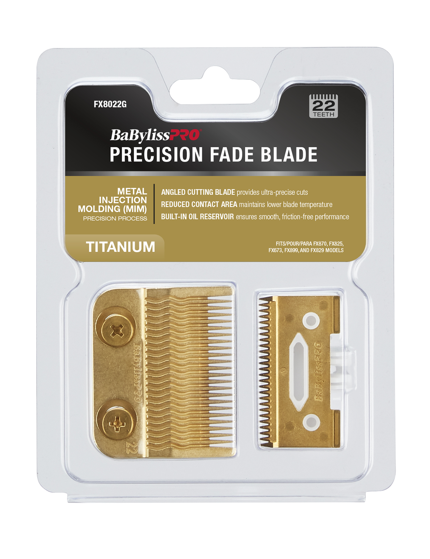 BaBylissPRO Replacement Clipper Blade MIM Ultra Thin Precision Fade Blade Gold Fits FX LoProFX SnapFX LithiumFX Clippers