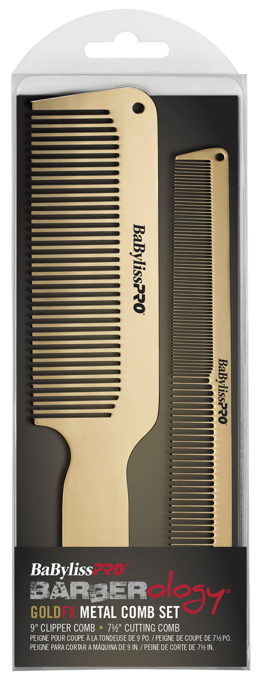 BaBylissPRO Barberology Metal Comb Set 2pc - Gold