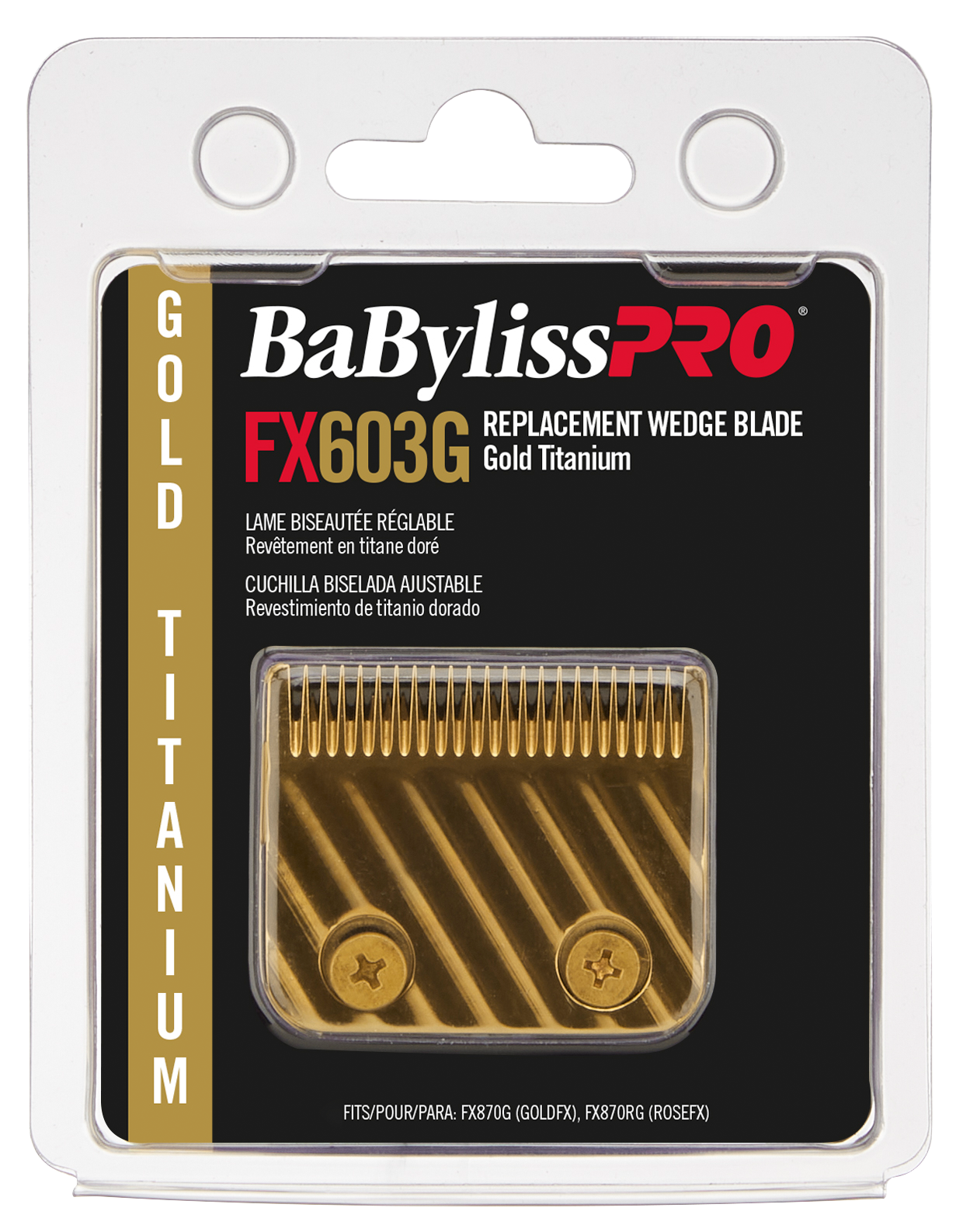 BaBylissPRO Replacement Clipper Blade Gold Titanium Wedge Fits FX LoProFX SnapFX LithiumFX Clippers