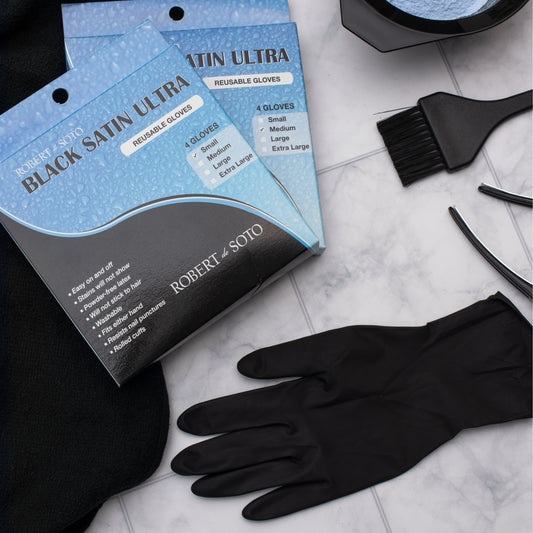 Robert DeSoto Black Satin Ultra Reusable Gloves 10pc