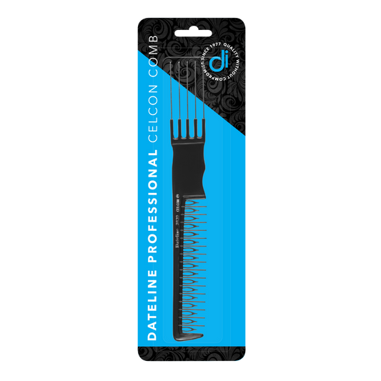 Dateline Professional Black Celcon Teasing Comb 3839 - Stainless Steel
