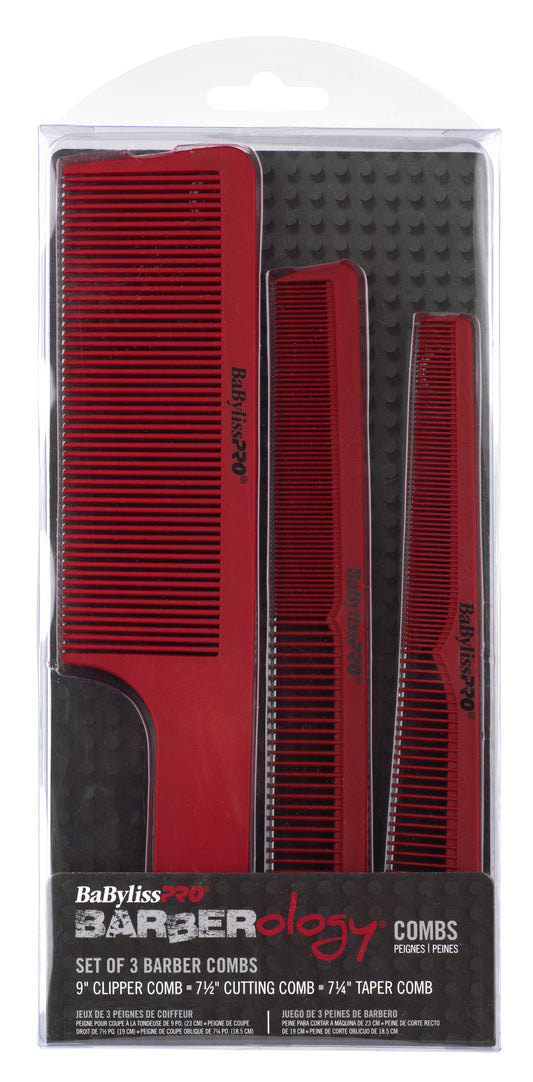 BaBylissPRO Barberology Comb Set 3pc - Red