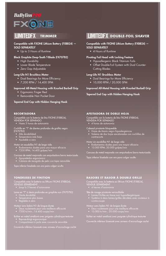 BaBylissPRO FXONE Duo Nightfall Outliner Trimmer & Double Foil Shaver