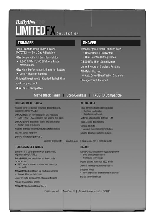 BaBylissPRO Duo Matt Black Outliner Trimmer & Double Foil Shaver