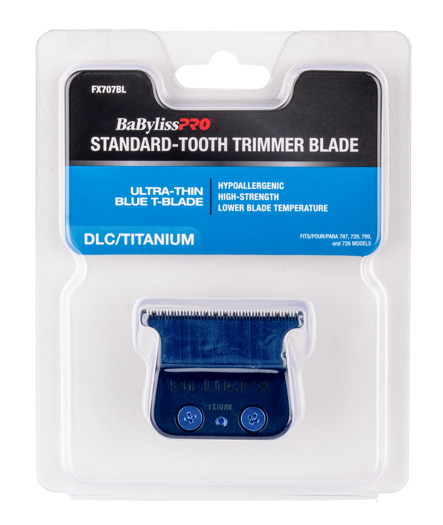 BaBylissPRO Replacement Trimmer Blade DLC/Titanium Blue T-Blade Fits FX3 LoProFX SnapFX OutlinerFX Trimmers