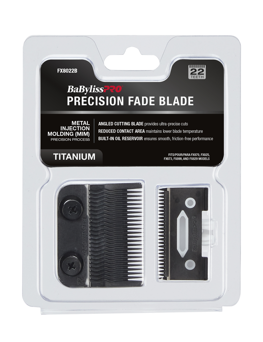 BaBylissPRO Replacement Clipper Blade Titanium MIM Ultra Thin Precision Fade Blade Black Fits FX LoProFX SnapFX LithiumFX FXONE Clippers