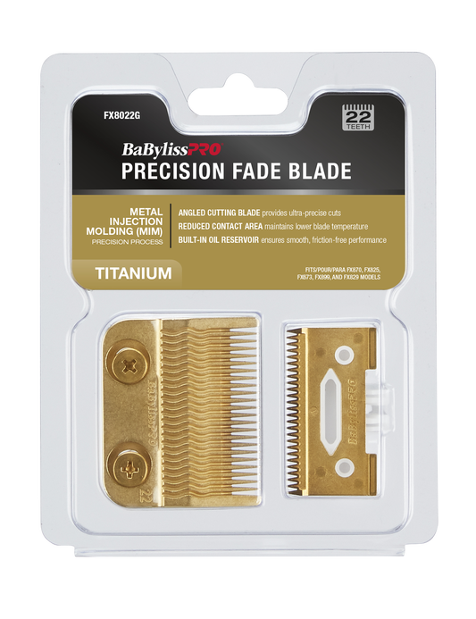 BaBylissPRO Replacement Clipper Blade MIM Ultra Thin Precision Fade Blade Gold Fits FX LoProFX SnapFX LithiumFX Clippers