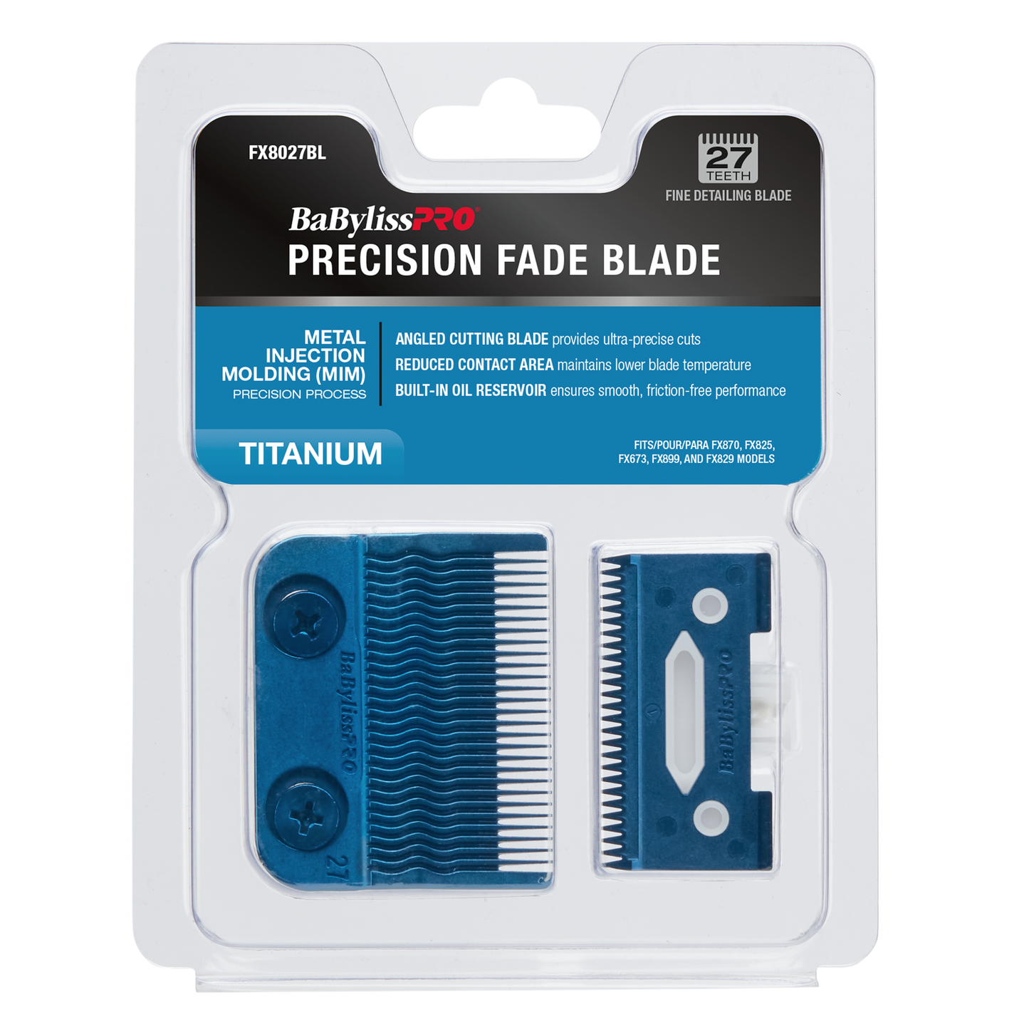 BaBylissPRO Replacement Clipper Blade MIM Ultra Thin Precision Fade Blade Blue Fits FX LoProFX SnapFX LithiumFX FXONE Clippers
