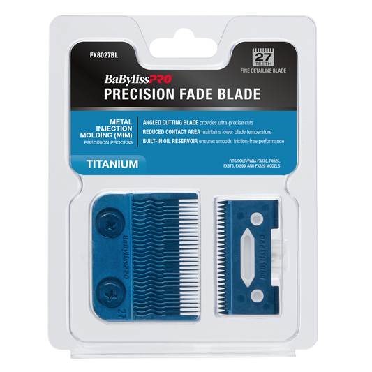BaBylissPRO Replacement Clipper Blade MIM Ultra Thin Precision Fade Blade Blue Fits FX LoProFX SnapFX LithiumFX FXONE Clippers