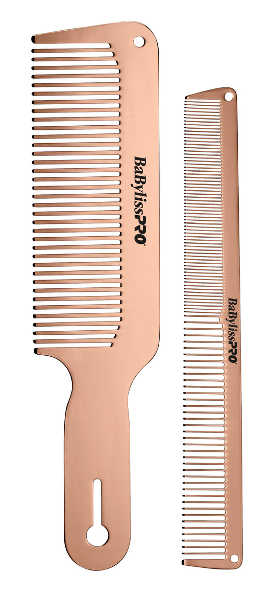 BaBylissPRO Barberology Metal Comb Set 2pc - Rose Gold