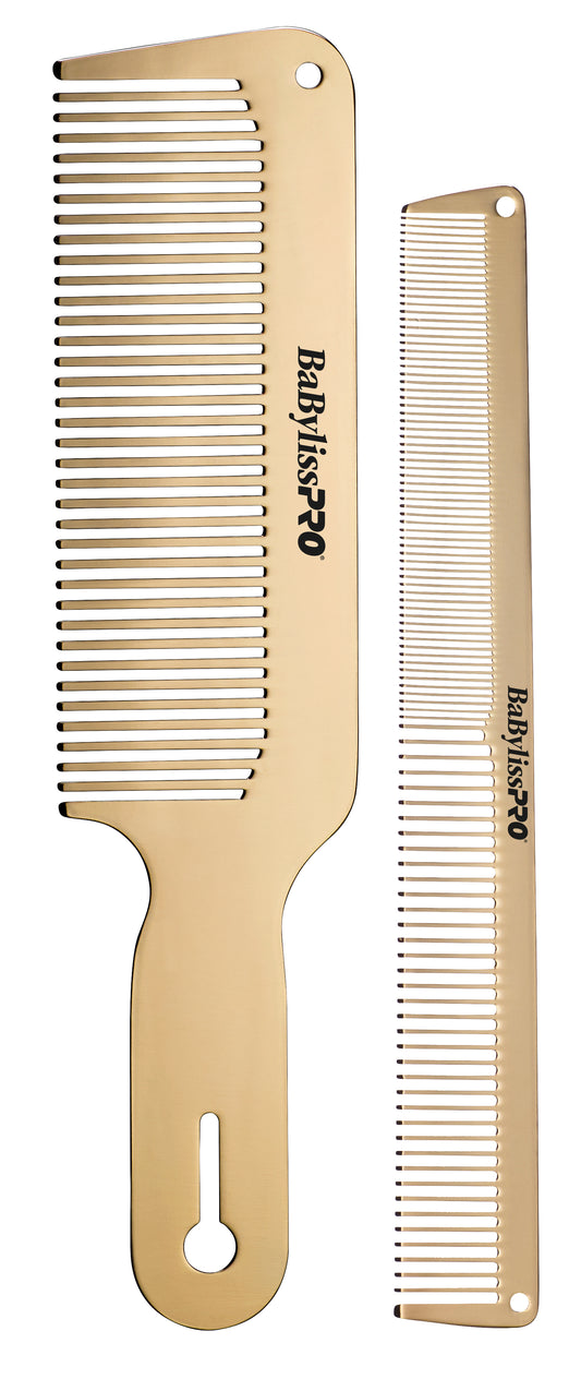 BaBylissPRO Barberology Metal Comb Set 2pc - Gold