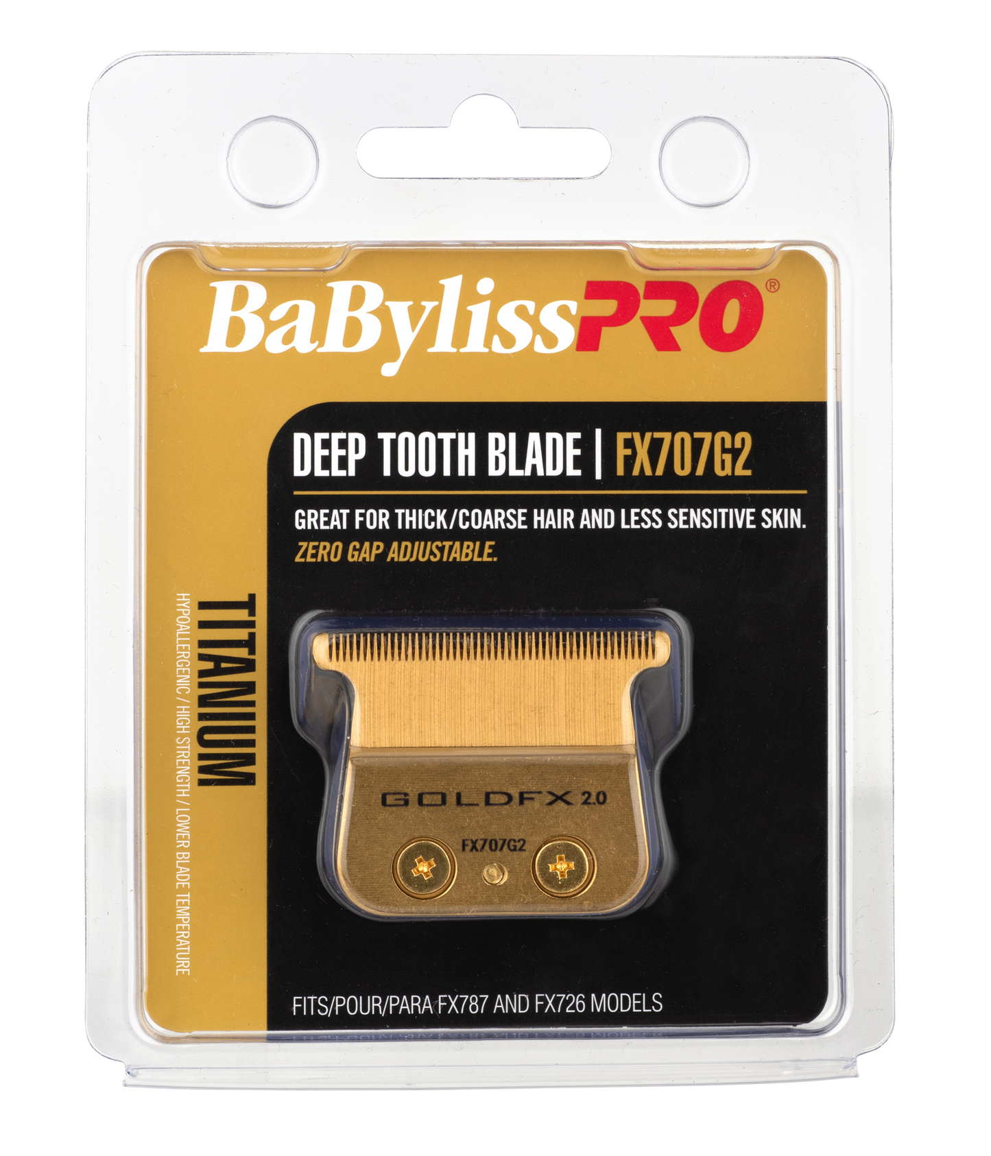 BaBylissPRO Replacement Trimmer Blade Gold Deep Tooth 2mm Fits LoProFX SnapFX OutlinerFX Trimmers