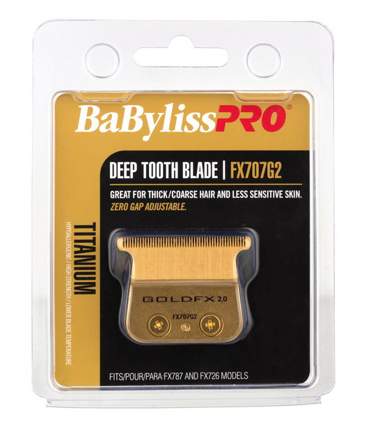 BaBylissPRO Replacement Trimmer Blade Gold Deep Tooth 2mm Fits LoProFX SnapFX OutlinerFX Trimmers