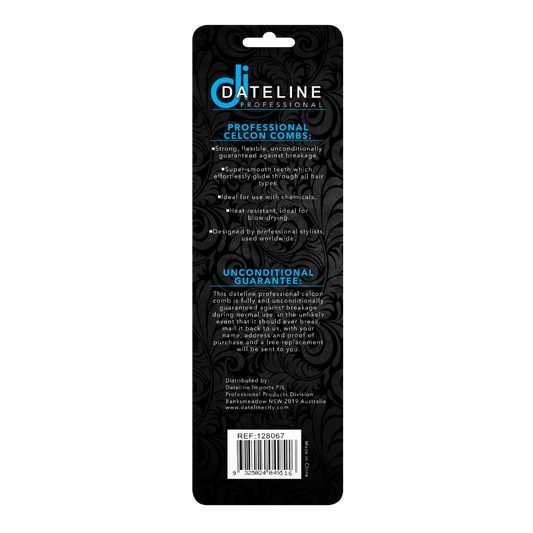 Dateline Professional Black Celcon Teasing Comb MKIIR - 5 Stainless Steel Lifters
