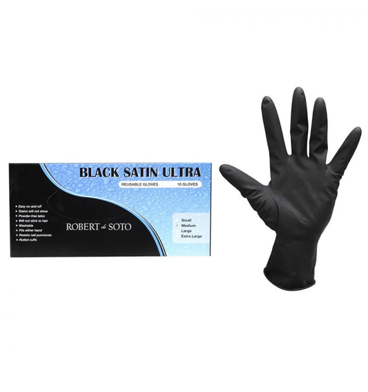 Robert DeSoto Black Satin Ultra Reusable Gloves 10pc