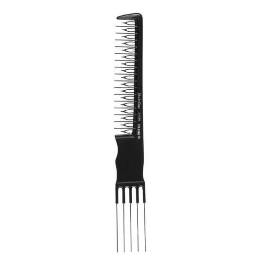 Dateline Professional Black Celcon Teasing Comb 3839 - Stainless Steel