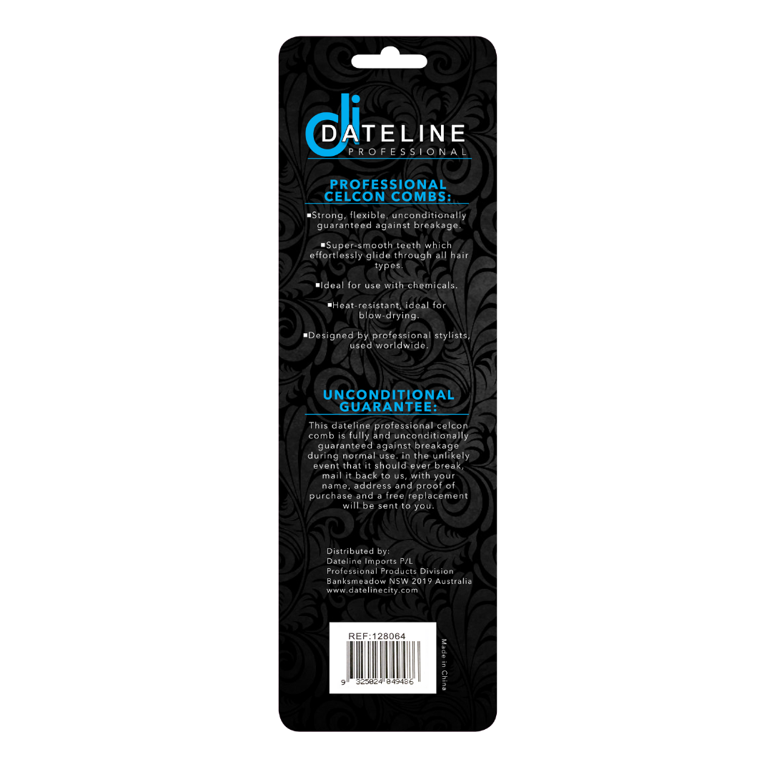 Dateline Professional Black Celcon 407 8.5"  Styling Comb