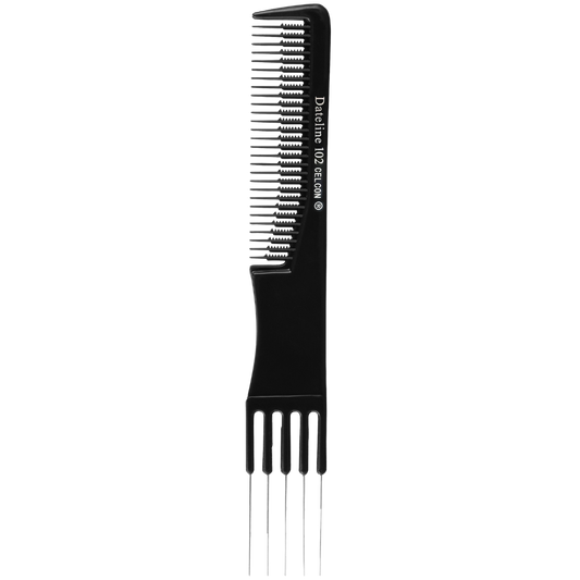 Dateline Professional Black Celcon Teasing Comb MKII/102 - Stainless Steel Lifters