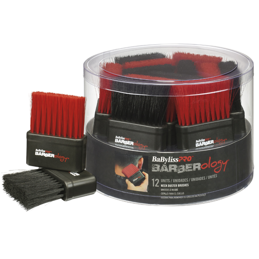 BaBylissPRO Barberology Neck Brush Red/Black - 12pc Tub