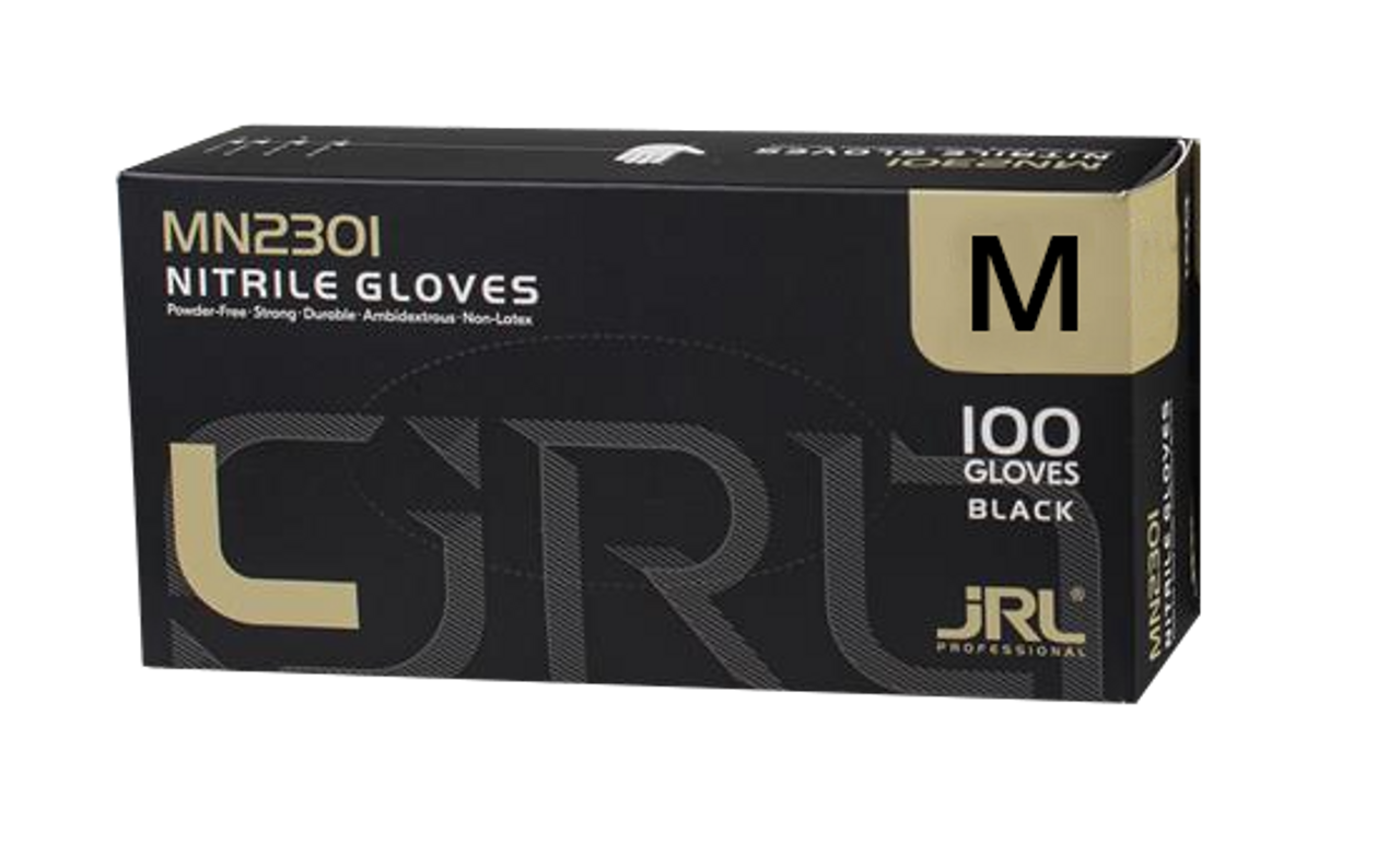 JRL Black Nitrile Gloves - Medium - 100 Pack